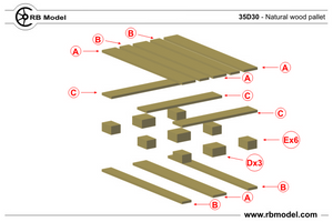 RB Model 35D30 4 x natural wood pallets self assembly kit 1/35 – imagen 6