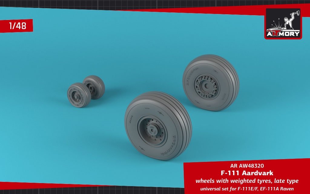 Armory Models AW48320 F-111E/F Aardvark / EF-111A Raven wheels w/ weighted tyres 1/48 – immagine 4