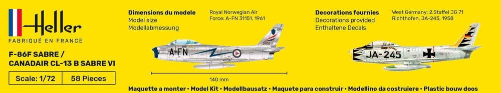 Heller 80277 F-86F SABRE / CANADAIR CL-13 B SABRE VI 1/72 – imagen 5