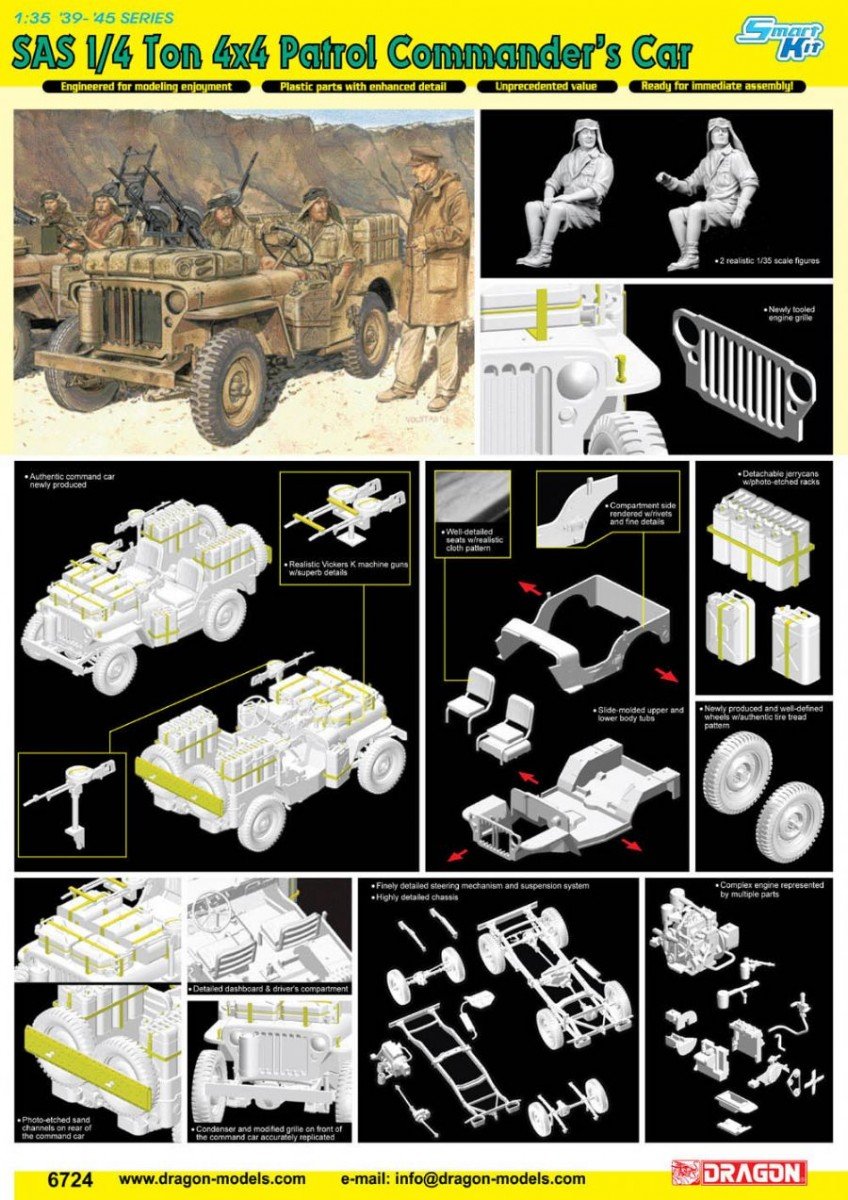 Dragon 6724 SAS 1/4 Ton 4x4 Patrol Commander&amp;#39;s Car 1/35 – immagine 2
