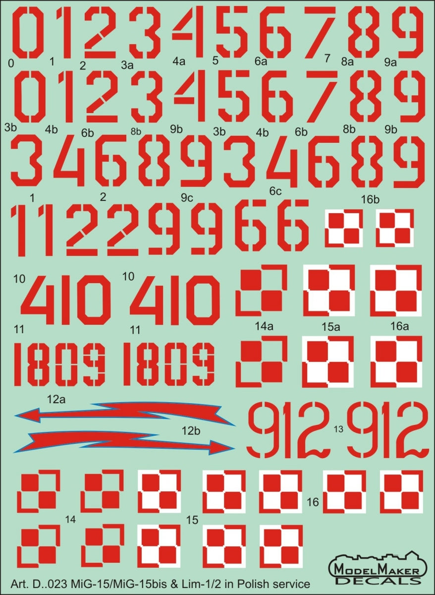 ModelMaker Decals D48023 MiG-15/15bis &amp;amp; Lim-1/2 in Polish service