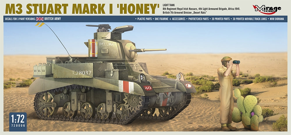 Mirage Hobby 720006 M3 Stuart Mk.I Honey Light Tank 1/72 – imagen 2