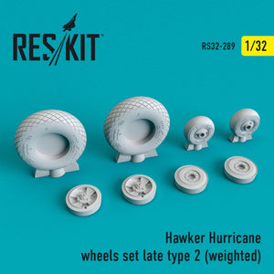 RESKIT RS32-0289 HAWKER HURRICANE WHEELS SET (LATE TYPE 2) (WEIGHTED) 1/32