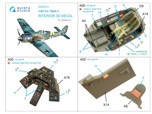 Quinta Studio QD48313 Fw 190A-3 3D-Printed &amp;amp; coloured Interior on decal paper (Hasegawa) 1/48 – Bild 2