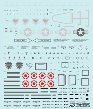 HobbyDecal ST32025V1 Pochoirs F-16 3 ver 1 1/32 pour kit Academy