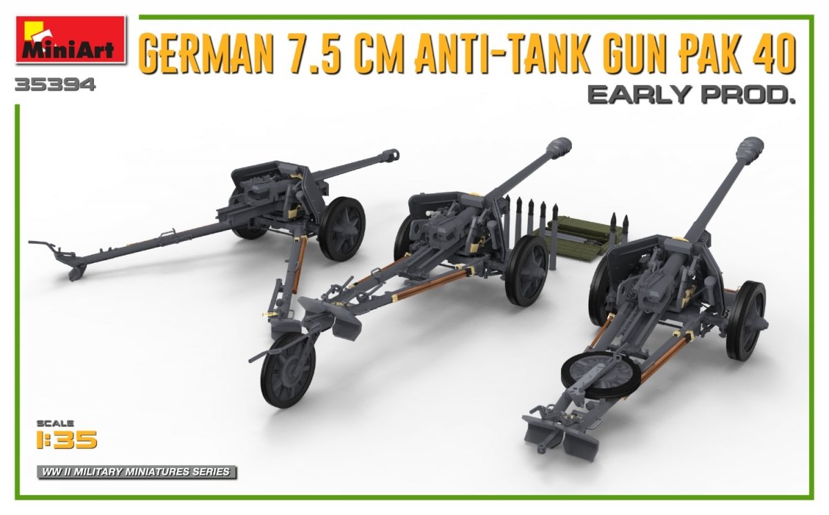MiniArt 35394 GERMAN 7.5CM ANTI-TANK GUN PAK 40. EARLY PROD 1/35 – Bild 5