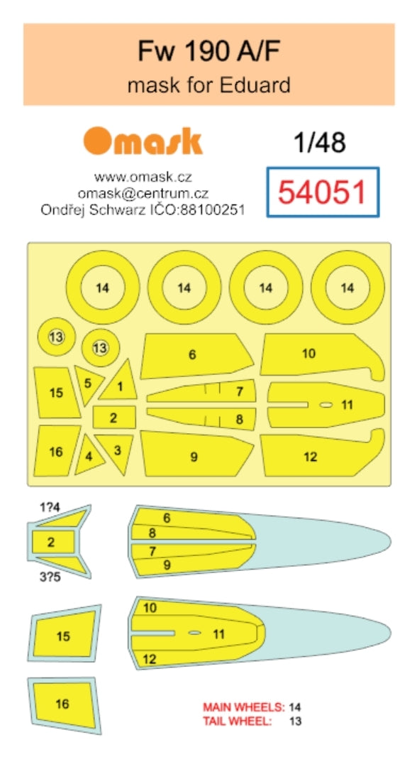Omask 54051 Fw 190 A/F mask (for Eduard) 1/48 – imagen 2