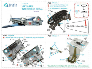 Quinta Studio QD32159 Yak-9 T/K 3D-Printed &amp;amp; coloured Interior on decal paper (ICM) 1/32 – imagen 11