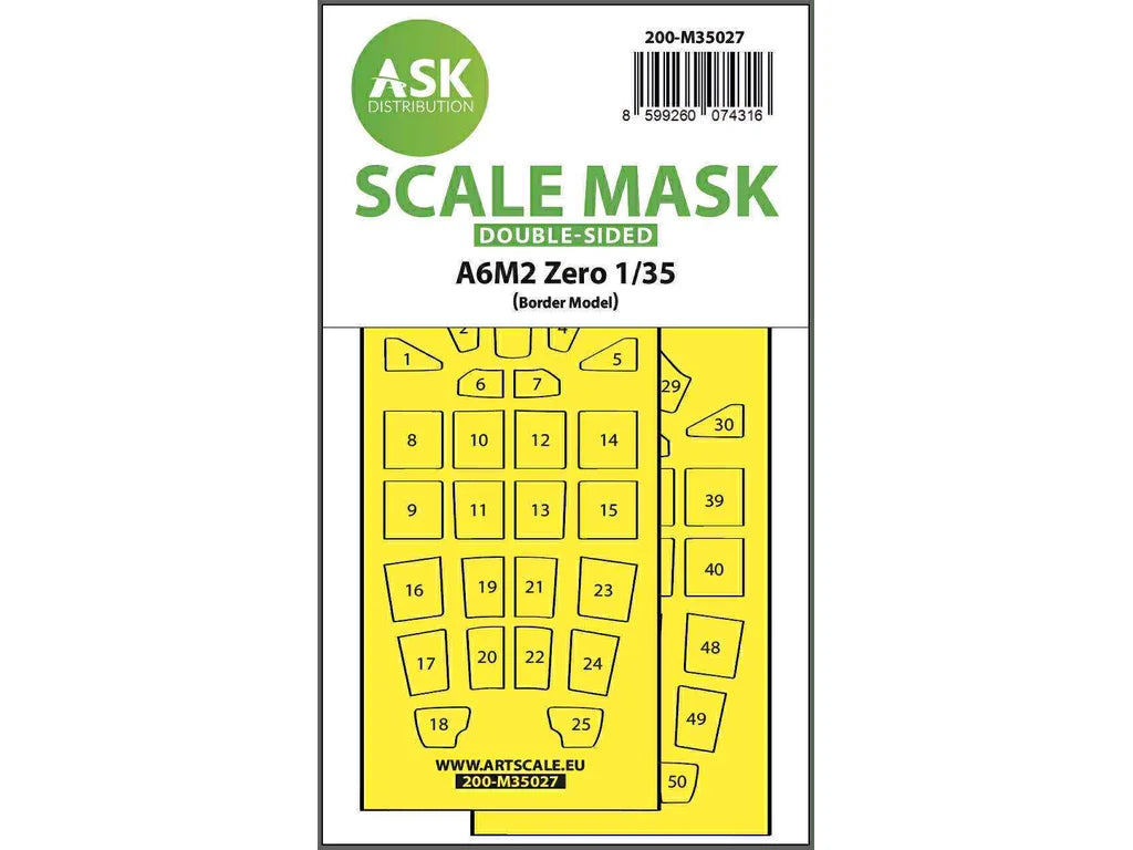 Art Scale Kit M35027 A6M2 Zero Double-Sided Painting Mask for Border Model 1/35