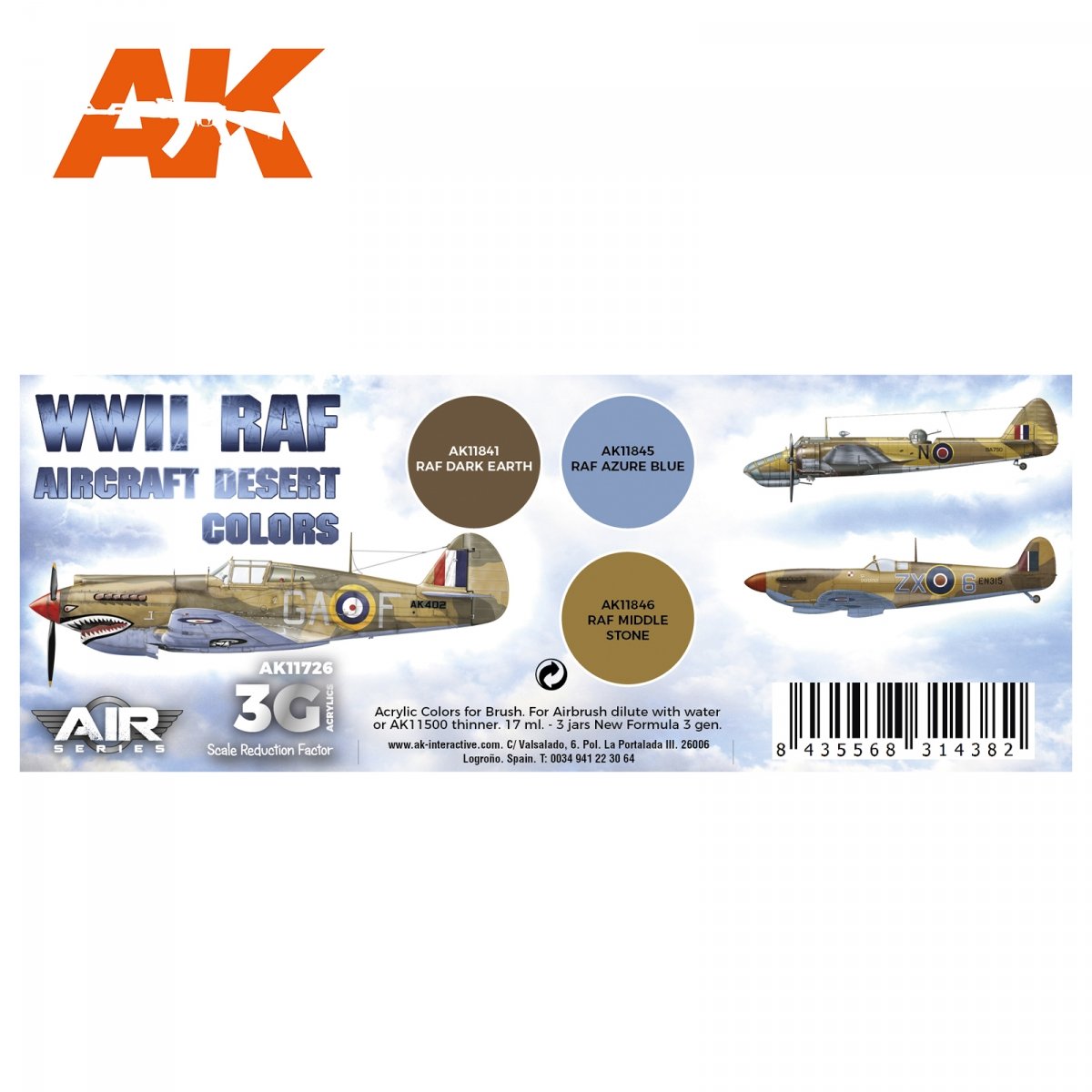 AK Interactive AK11726 WWII RAF AIRCRAFT DESERT COLORS 3x17 ml – imagen 2