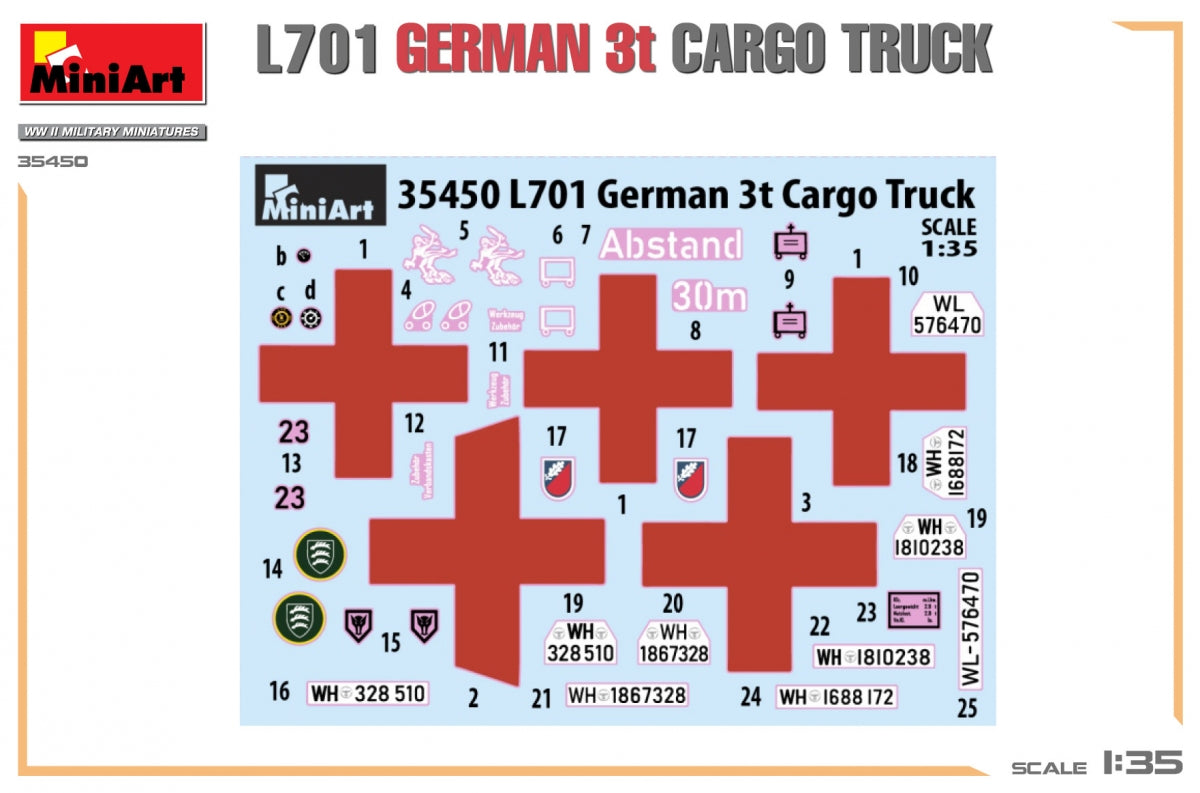 Miniart 35450 L701 GERMAN 3T CARGO TRUCK 1/35 – imagen 2