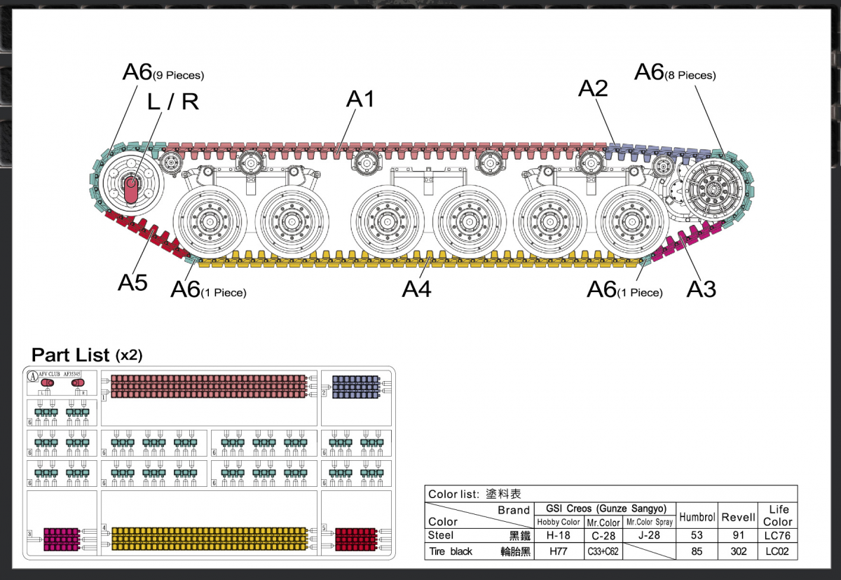 AFV Club 35345 Centurion Series HUSH Puppy Quick Assembly Link &amp;amp; Length Track 1/35 – imagen 2