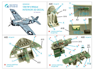 Quinta Studio QD48334 F4F-4 Wildcat 3D-Printed &amp;amp; coloured Interior on decal paper (Tamiya) 1/48 – imagen 2
