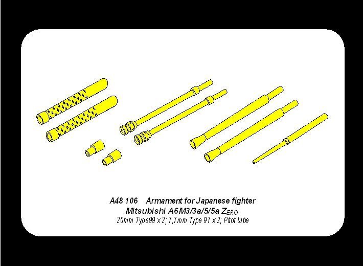 Aber A48 106 Armament for Japanese fighter Mitsubishi A6M5 Zero 1/48 – imagen 10