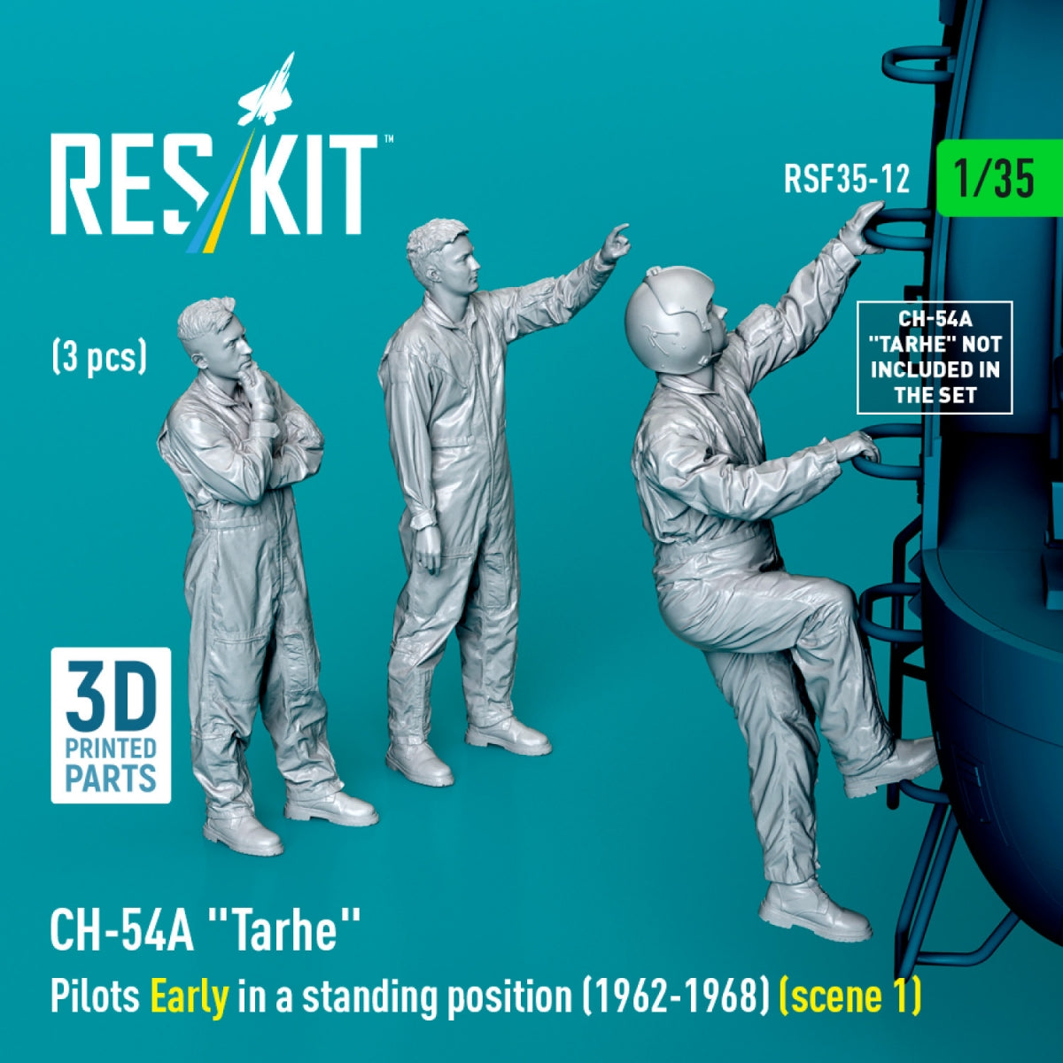 RESKIT RSF35-0012 CH-54A "Tarhe" pilots Early in a standing position (1962-1968) (scene 1) (3 pcs) (3D Printed) 1/35