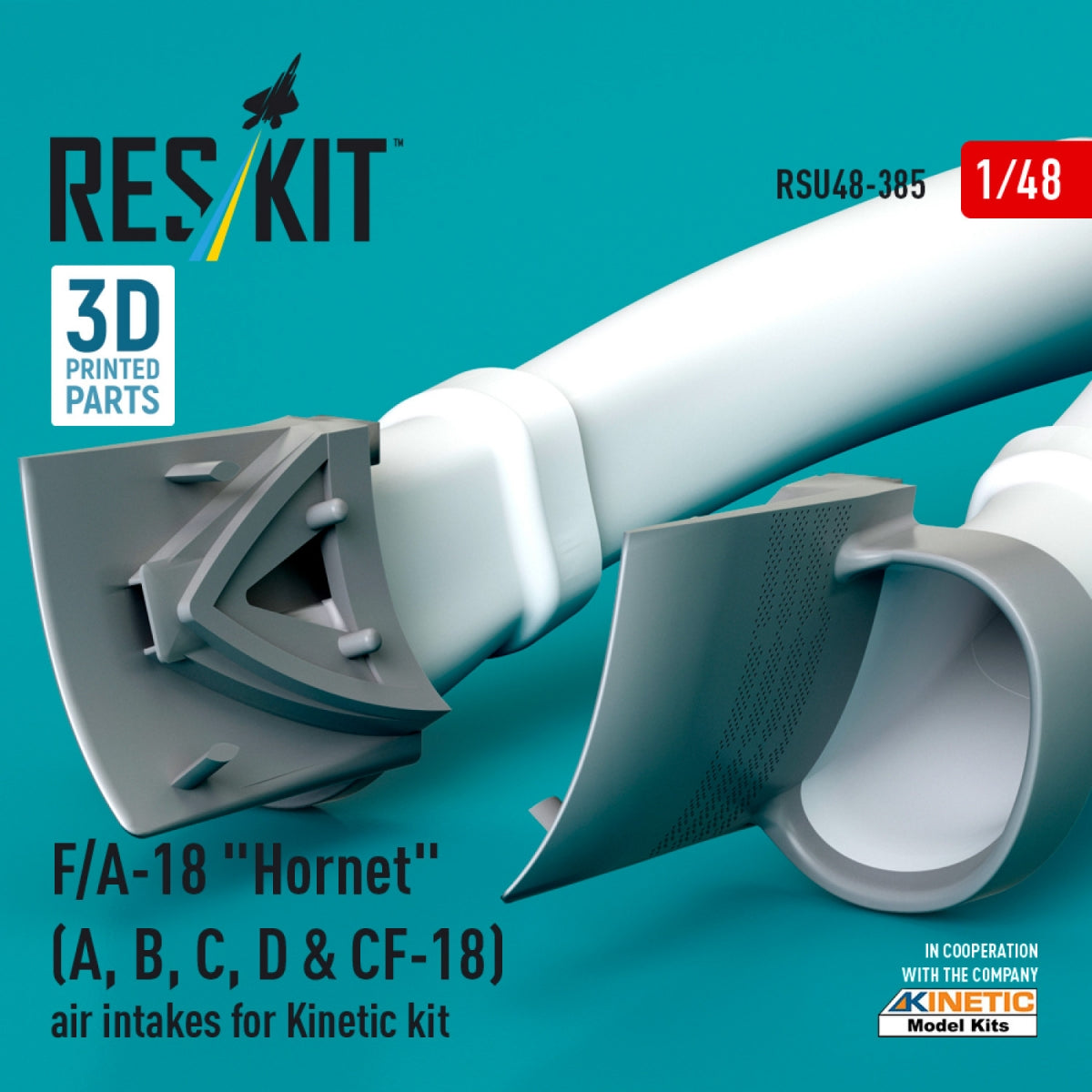 RESKIT RSU48-0385 F/A-18 &amp;quot;Hornet&amp;quot; (A, B, C, D &amp;amp; CF-18) air intakes for Kinetic kit (3D Printed) 1/48 – imagen 3