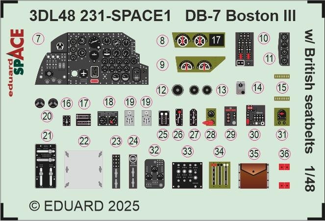 Eduard 3DL48231 DB-7 Boston III With British Seatbelts SPACE HK Models 1/48 – Bild 3