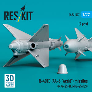 RESKIT RS72-0527 R-40TD (AA-6 &amp;quot;Acrid&amp;quot;) missiles (2 pcs) (3D Printed) 1/72 – Bild 2
