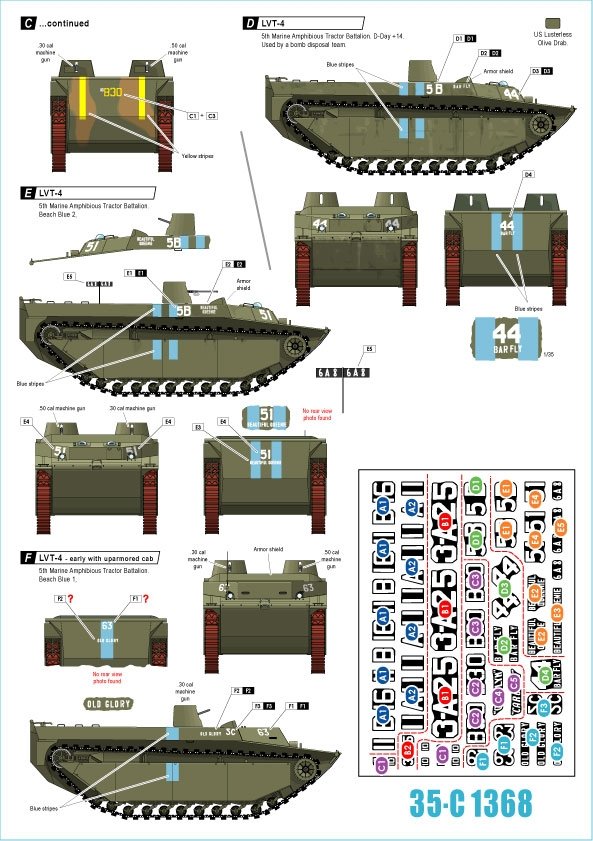 Star Decals 35-C1368 US PACIFIC WARS - IWO JIMA USMC LVT-4 Amtracks 1/35 – Bild 2