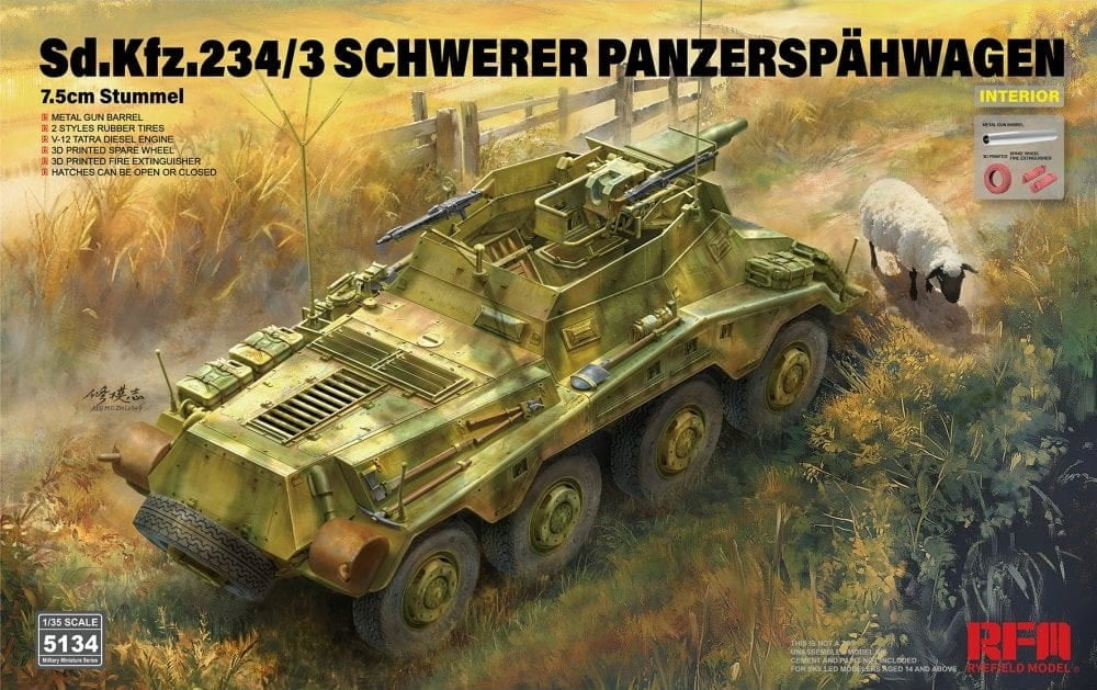 Modèle de champ de seigle 5134 Sd.Kfz. 234/3 Schwerer Panzerspahwagen 7.5cm Stummel 1/35