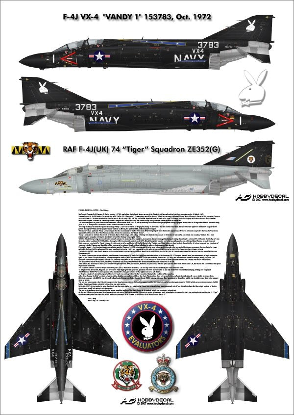 HobbyDecal AL48001V1 F-4J VX-4 Vandy1 Black Bunny Octobre 1972 1/48