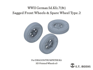 E.T. Model P35-133 WWII German Sd.Kfz.7(8t) Sagged Front Wheels &amp;amp; Spare Wheel Type.2 for Dragon / Trumpeter kit 1/35