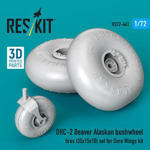 RESKIT RS72-0461 DHC-2 Beaver Alaskan bushwheel tires (35x15x10) set for Dora Wings kit (3D Printed) 1/72