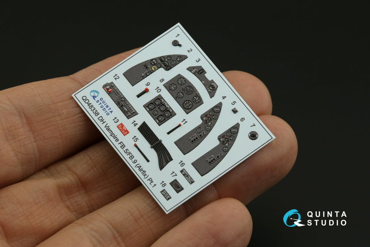 Quinta Studio QD48338 DH Vampire FB.5/FB.9 3D-Printed coloured Interior on decal paper (Airfix) 1/48 – immagine 10
