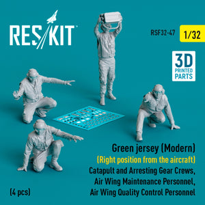 RESKIT RSF32-0047 Green jersey (Modern) (Right position from the aircraft) Catapult and Arresting Gear Crews, Air Wing Maintenance Personnel, Air Wing Quality Control Personnel (4 pcs) (3D Printed) 1/32 – imagen 2