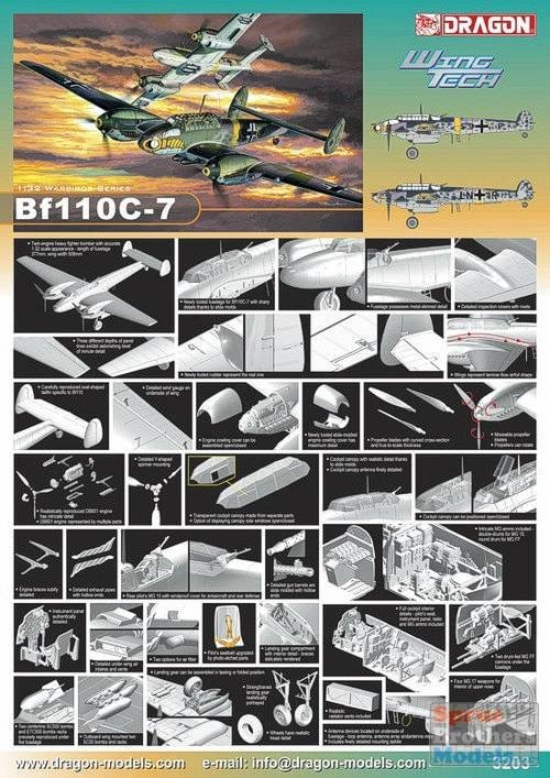 Dragon 3203 Messerschmitt Bf110 C-7 1/32 – immagine 2