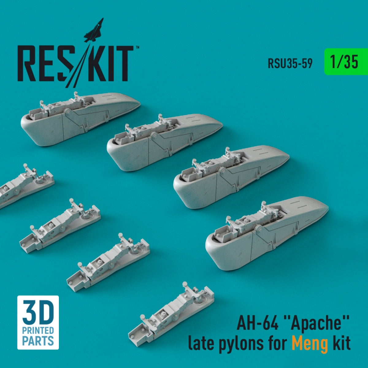 RESKIT RSU35-0059 AH-64 « APACHE » PYLÔNES TARDIFS POUR KIT MENG (IMPRIMÉ EN 3D) 1/35