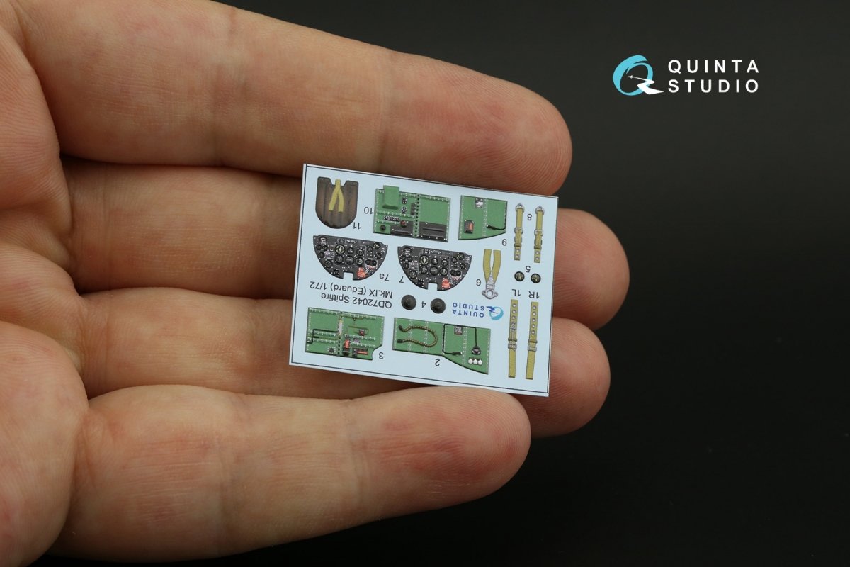 Quinta Studio QD72042 Spitfire Mk.IX 3D-Printed &amp;amp; coloured Interior on decal paper (Eduard) 1/72 – zdjęcie 5