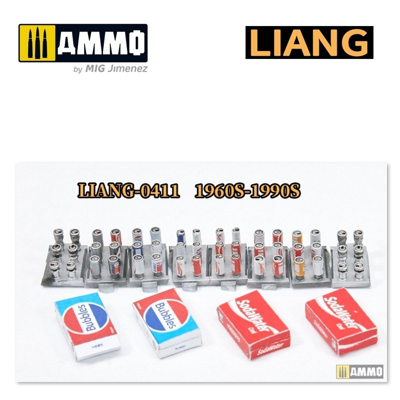 Liang 0411 3D-Print Model Soda Cans + Cardboard Boxes 1960s-1990s 1/35 – immagine 3
