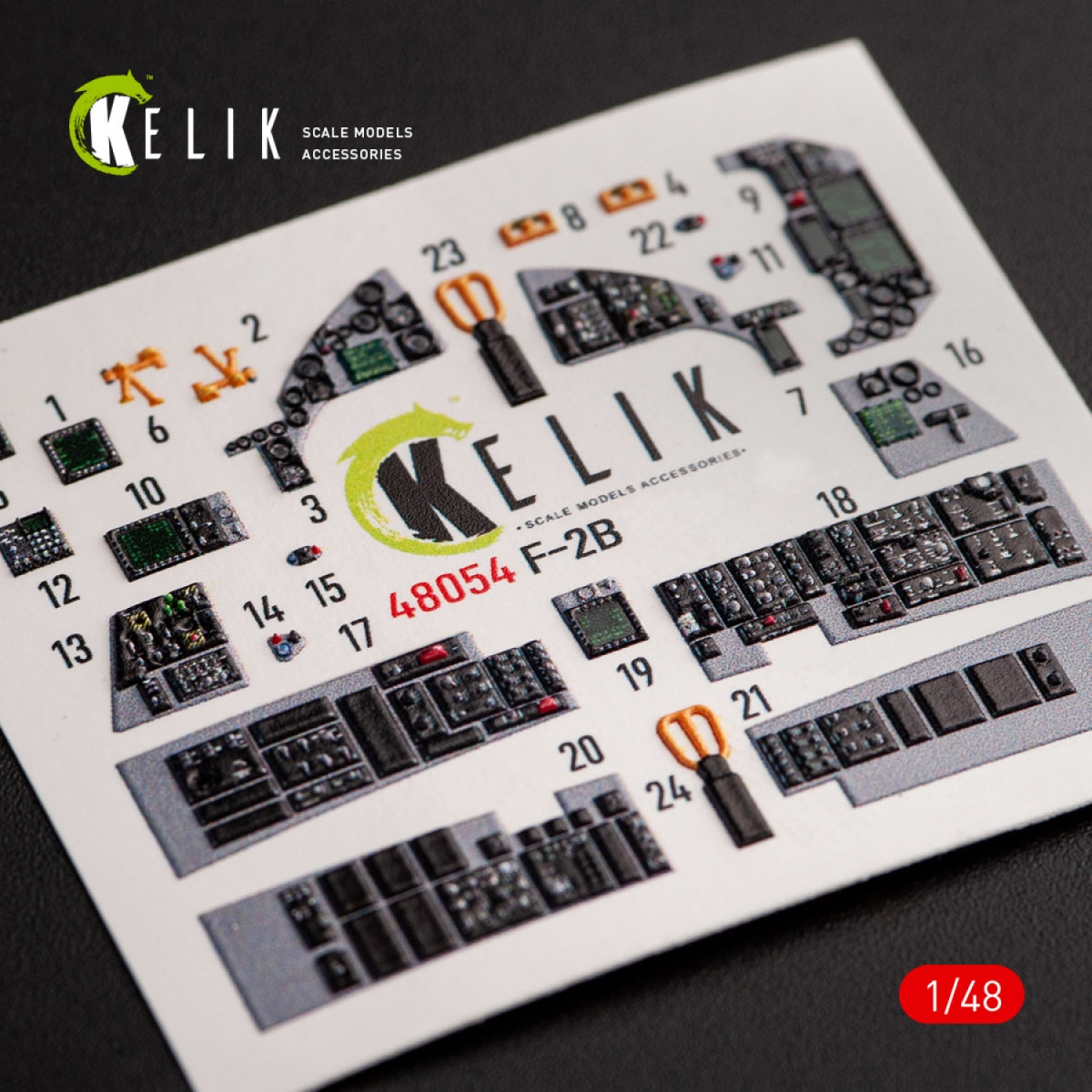Kelik K48054 JASDF F-2B interior 3D decals for Hasegawa kit 1/48