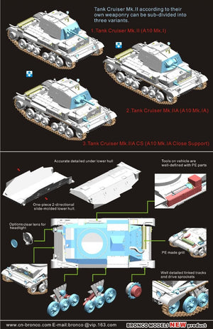 Bronco CB35150 British Cruiser Tank Mk. II, IIA IIA CS 1/35 – imagen 2