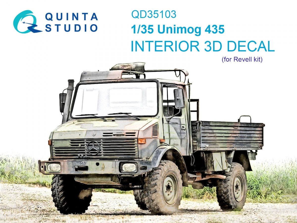 Quinta Studio QD35103 Unimog 435 3D-Printed &amp;amp; coloured Interior on decal paper (Revell) 1/35