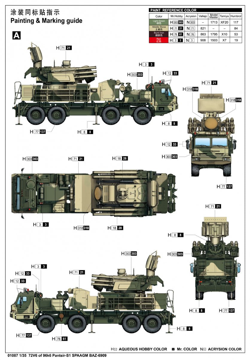 Trumpeter 01087 72V6 of 96k6 Pantsir-S1 SPAAGM BAZ-6909 1/35 – immagine 5