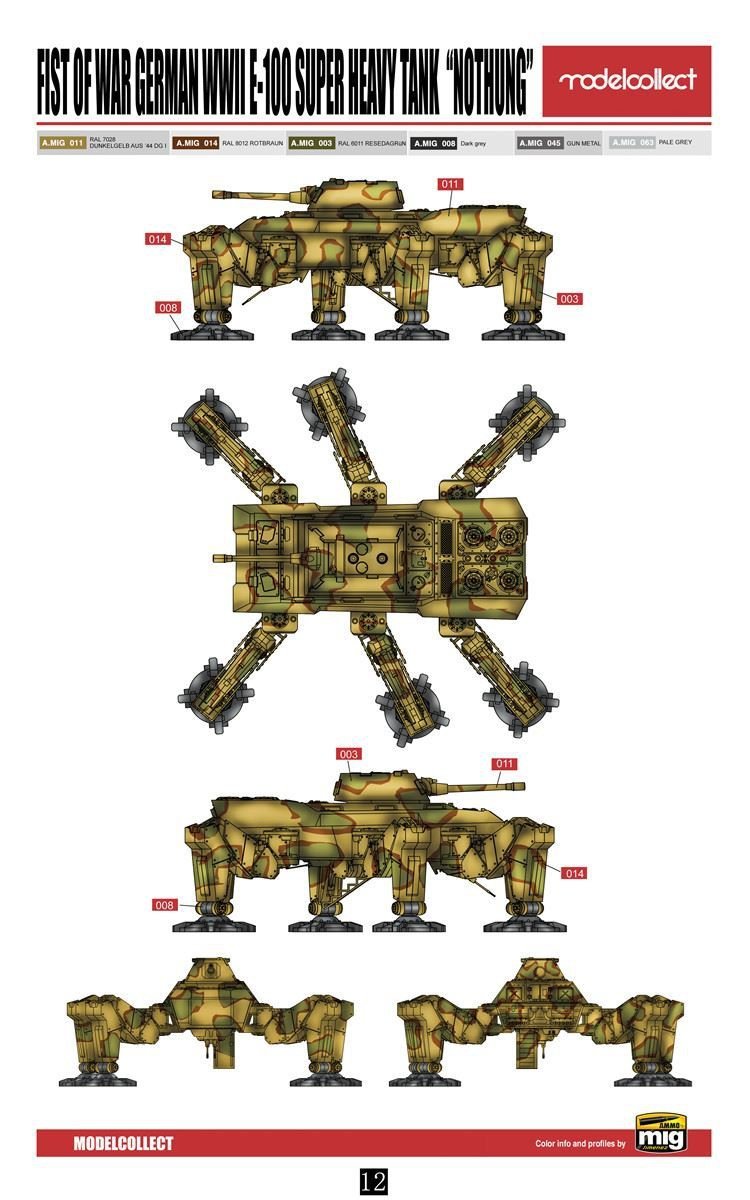 Modelcollect UA72126 Fist of War German WWII E-100 Supper Heavy Tank Nothung 1/72 – imagen 4