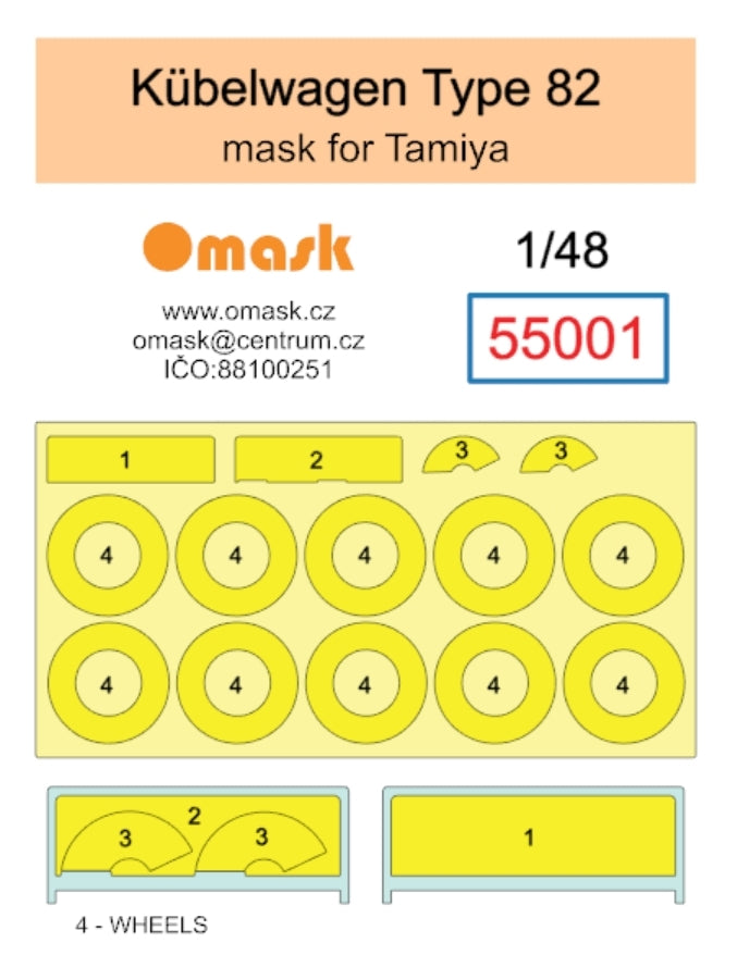 Omask 55001 Kubelwagen Type 82 mask (for Tamiya) 1/48 – imagen 2