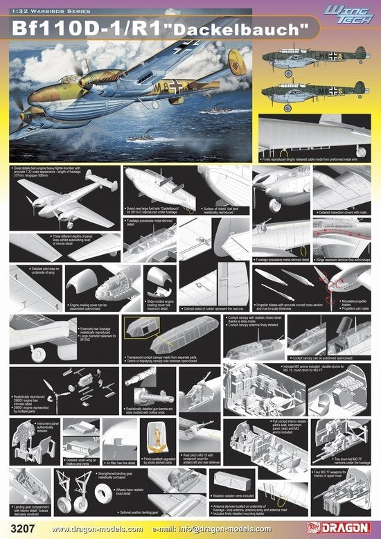 Dragon 3207 Bf110D-1/R1 Dackelbauch 1/32 – imagen 2