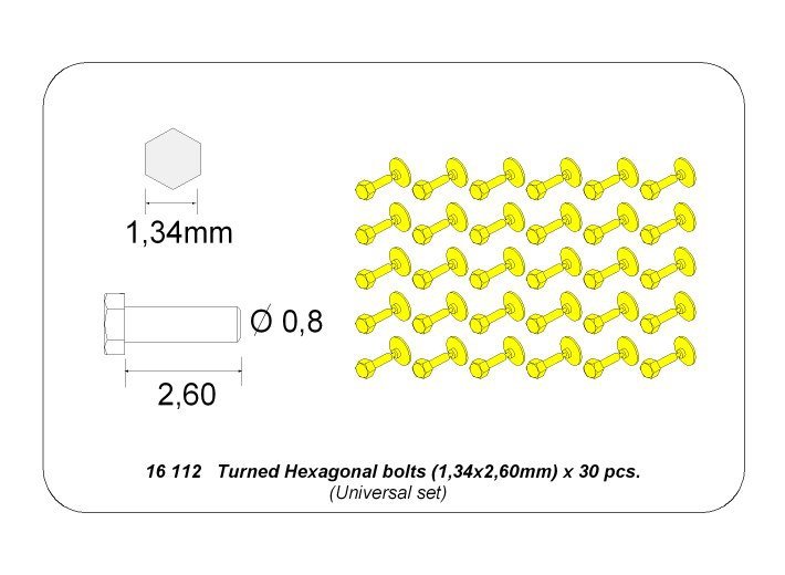 Aber 16112 Turned Hexagonal bolts (1,34x2,60mm) x 30 pcs. 1/16 – imagen 4