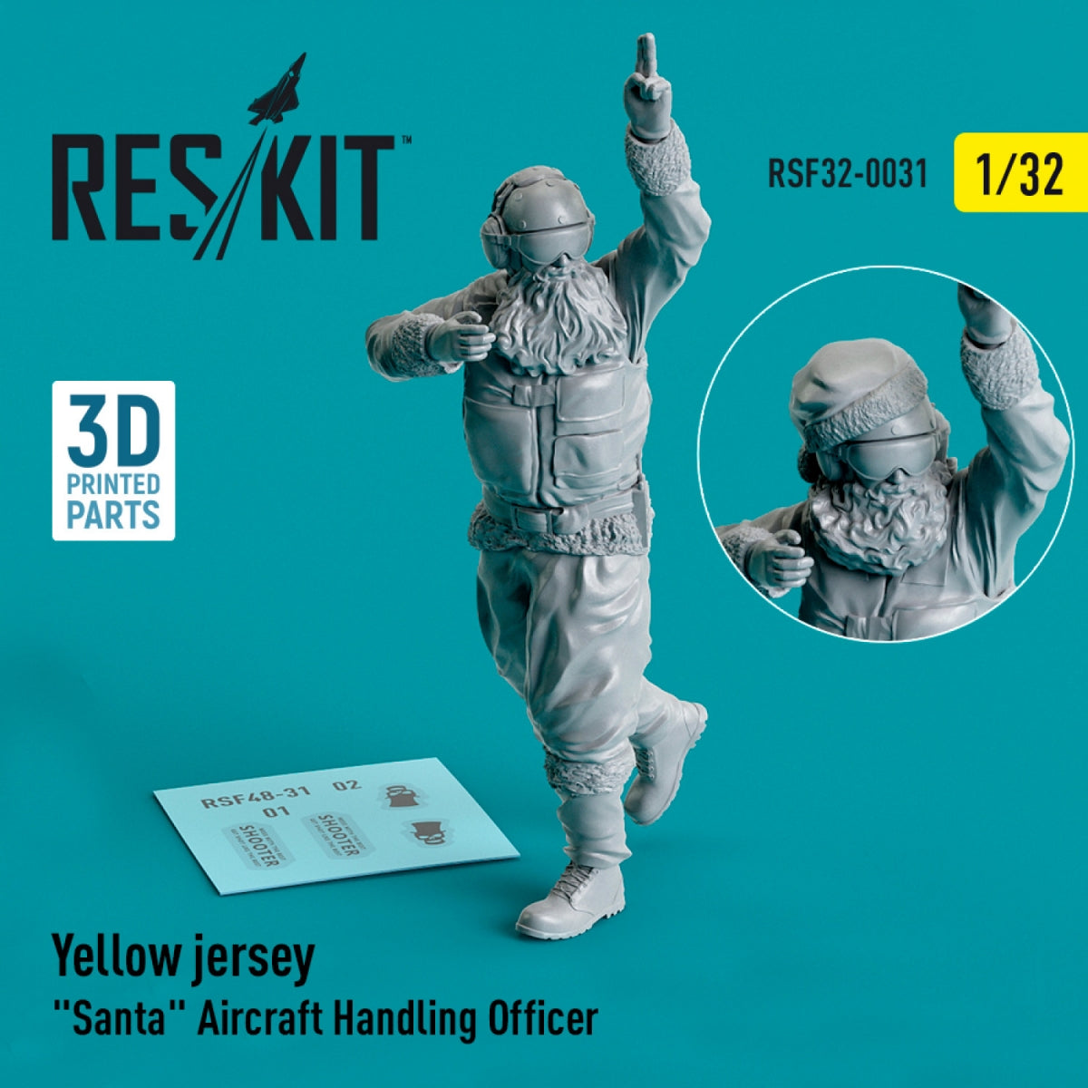 RESKIT RSF32-0031 MAILLOT JAUNE PÈRE NOËL OFFICIER DE MANUTENTION D'AVIONS 1/32
