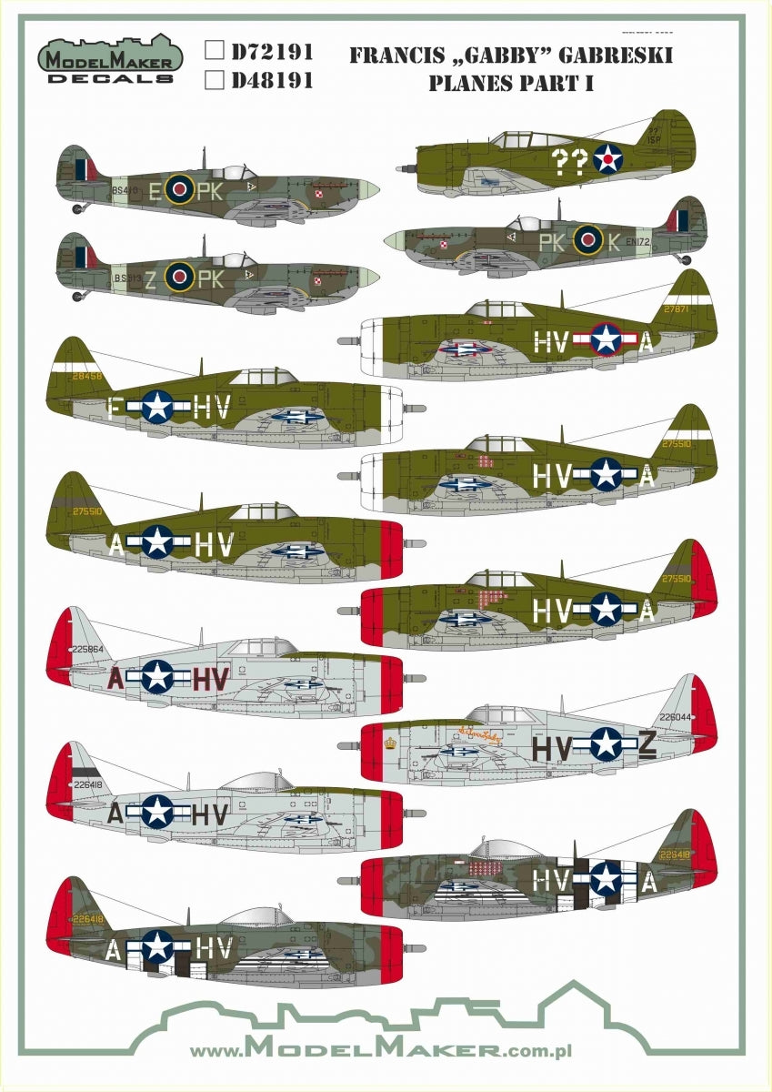 ModelMaker Decals D48191 Francis „GABBY” Gabreski planes part I 1/48