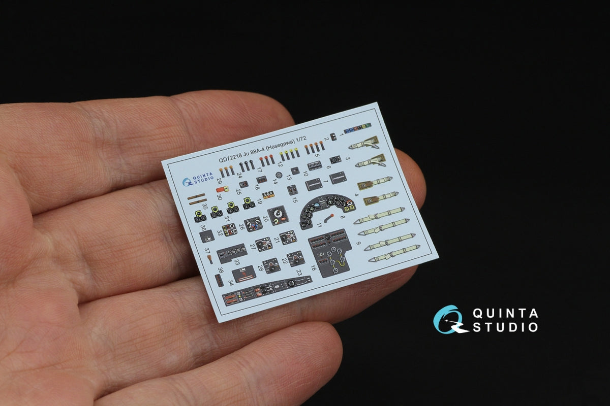 Quinta Studio QD72218 Ju 88A-4 3D-Printed &amp;amp; coloured Interior on decal paper (Hasegawa) 1/72 – Bild 7