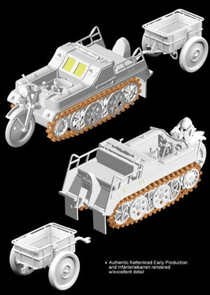 Dragon 6341 Sd.Kfz.2 Kettenkrad Early Production w/Infanteriekarren 1/35 – imagen 7