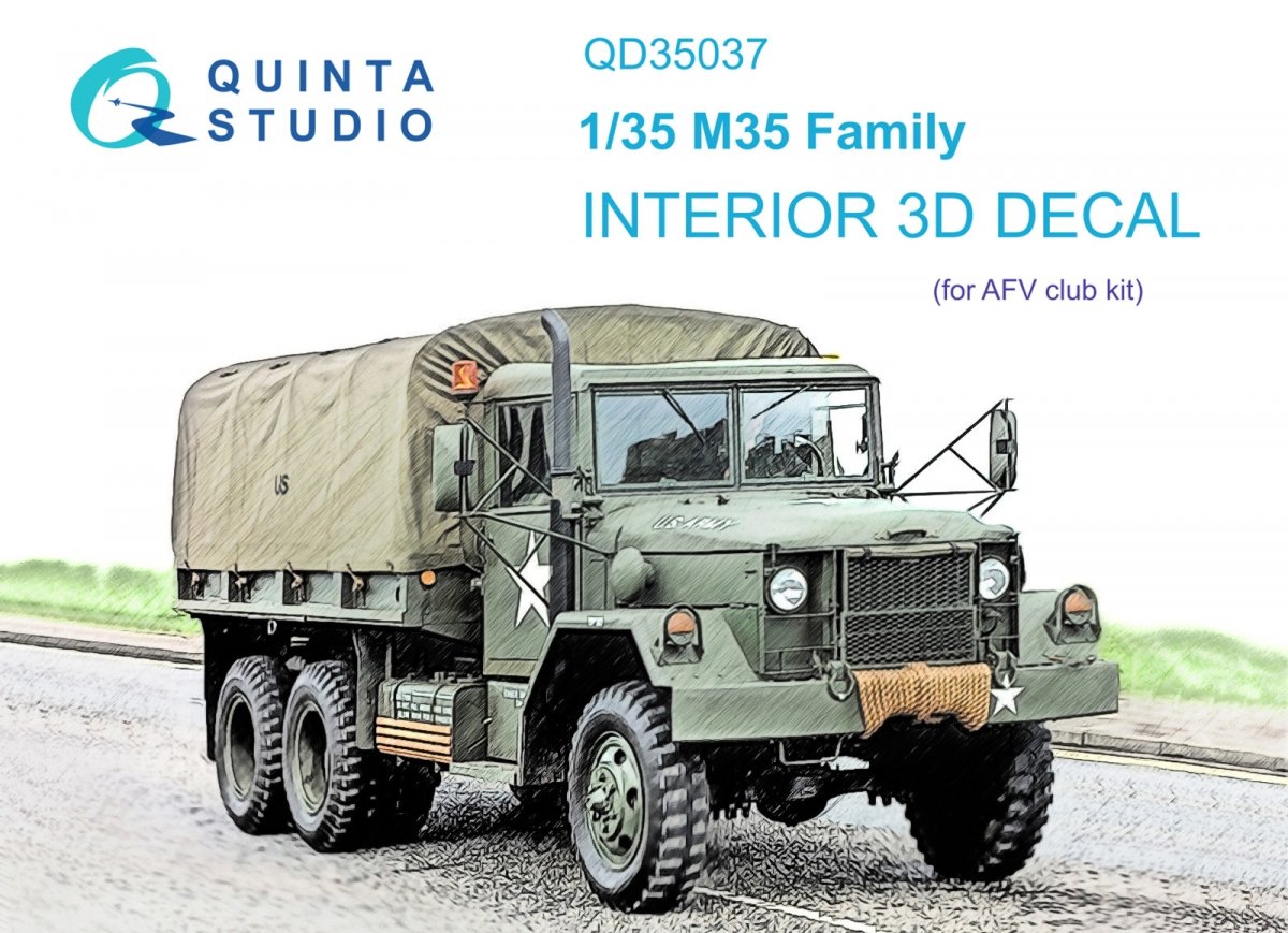 Intérieur imprimé en 3D et coloré sur papier décalcomanie Quinta Studio QD35037 pour la famille M35 (AFV club) à l&amp;#39;échelle 1/35