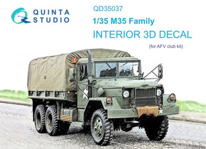 Intérieur imprimé en 3D et coloré sur papier décalcomanie Quinta Studio QD35037 pour la famille M35 (AFV club) à l&amp;#39;échelle 1/35