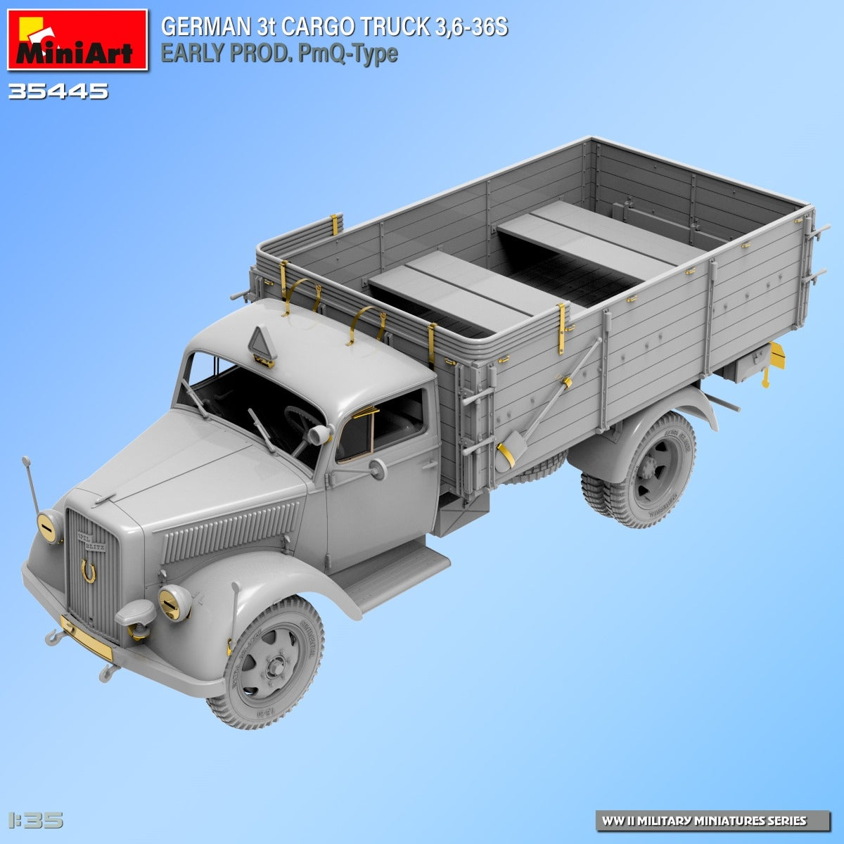 Miniart 35445 GERMAN 3t CARGO TRUCK 3,6-36S EARLY PROD. PmQ-Type 1/35 – imagen 8