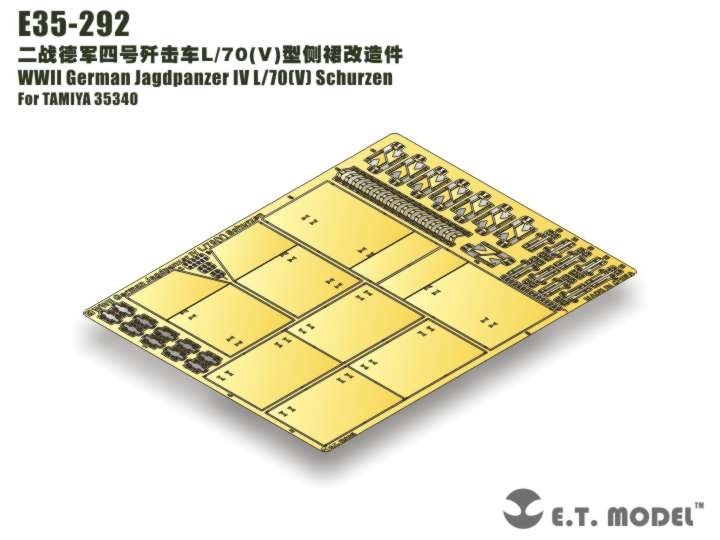 E.T. Model E35-292 WWII German Jagdpanzer IV L/70(V) For TAMIYA 35340 Schurzen – imagen 2