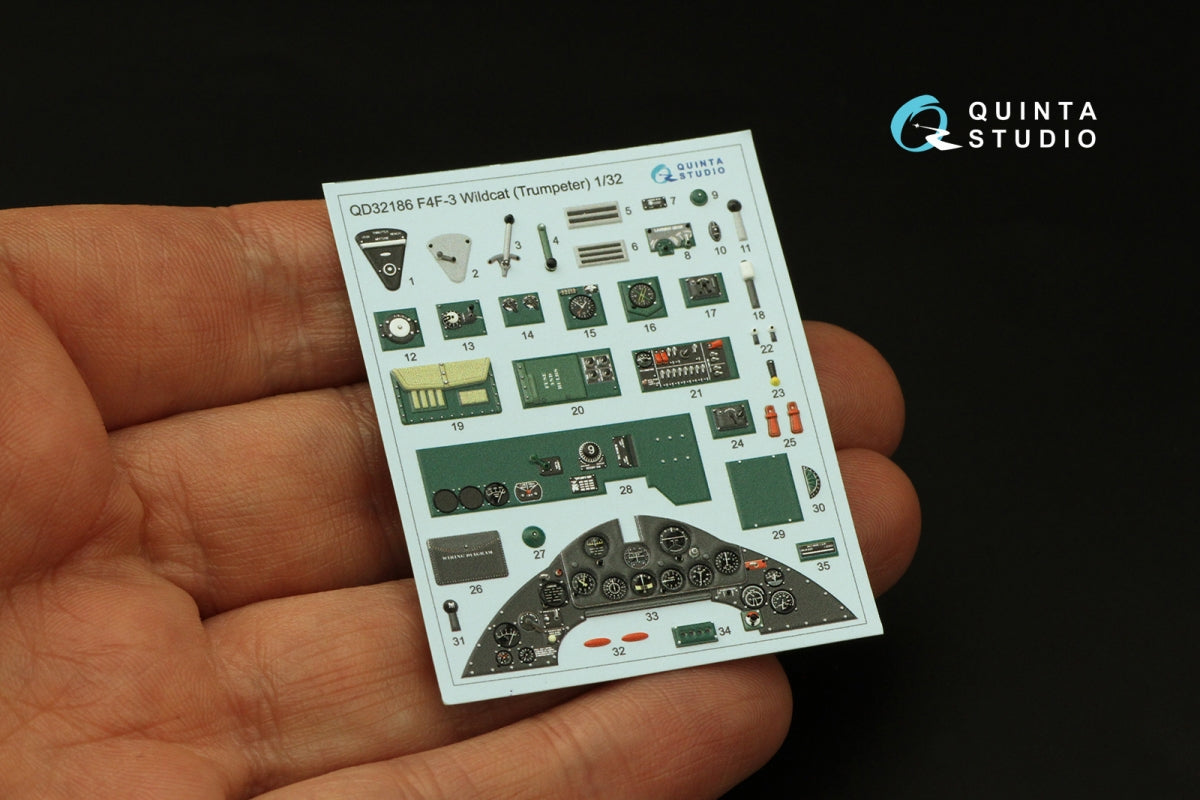 Quinta Studio QD32186 F4F-3 Wildcat 3D-Printed coloured Interior on decal paper (Trumpeter) 1/32 – imagen 4